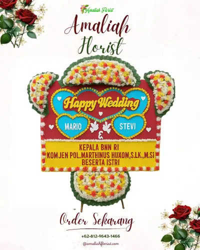 Karangan Papan Bunga Pernikahan di Kadujaya